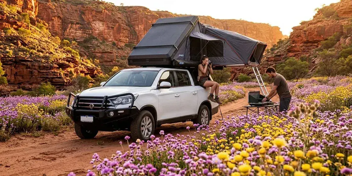 Vibrant wildflowers covering the Western Australian landscape during peak season